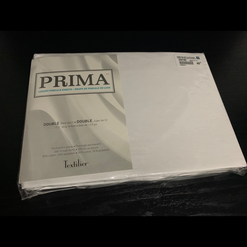 White Cotton Bed Skirt - Double NEW